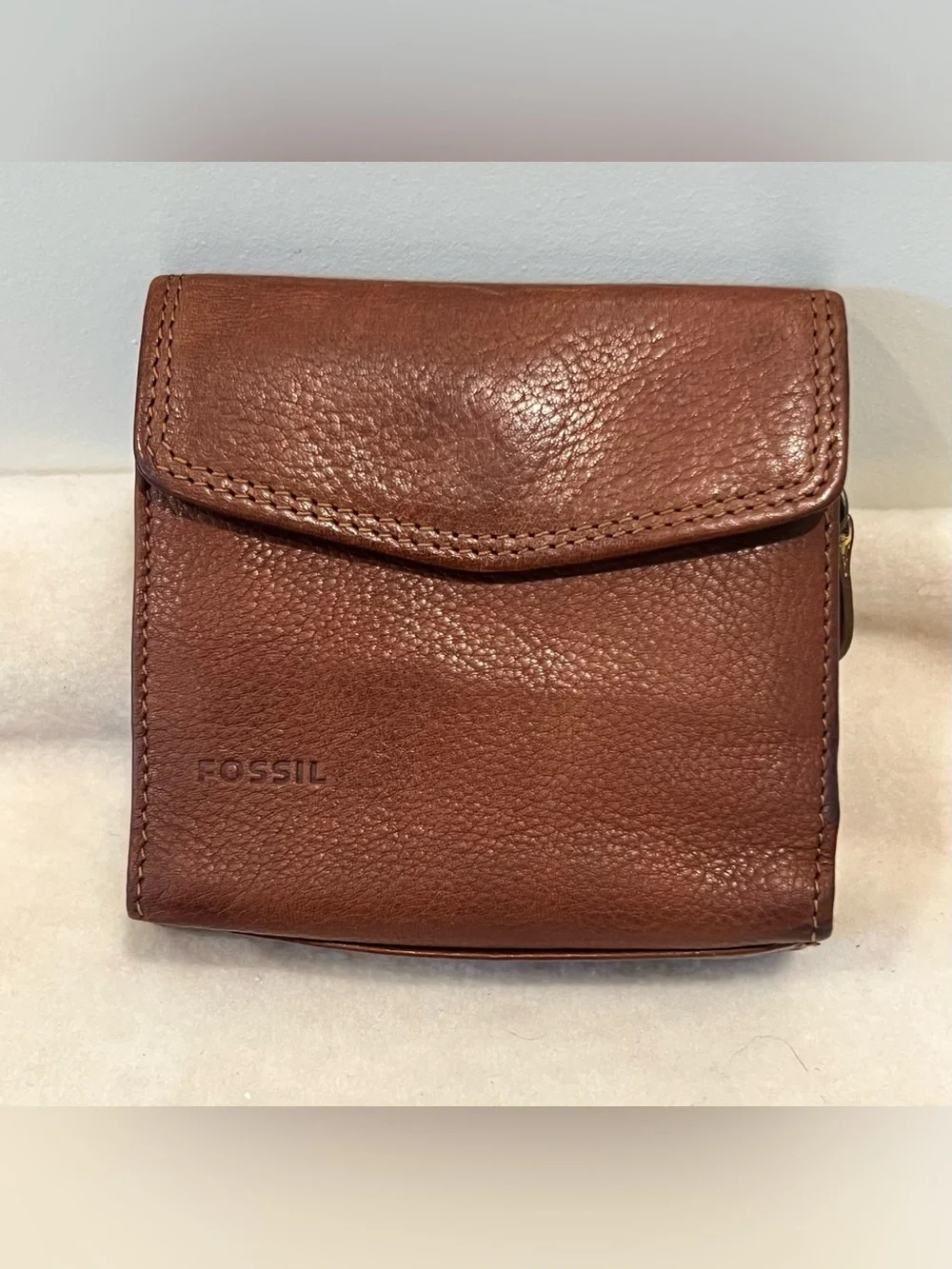Fossil Chestnut Brown Pebbled Leather Wallet